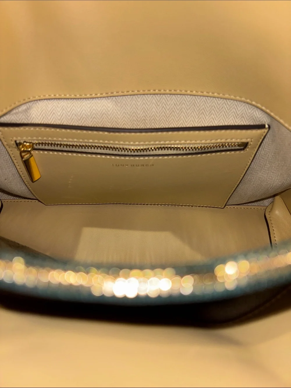 Tory Burch Lee Radzwill Suede Shoulder Bag in Tan with Gold Hardware